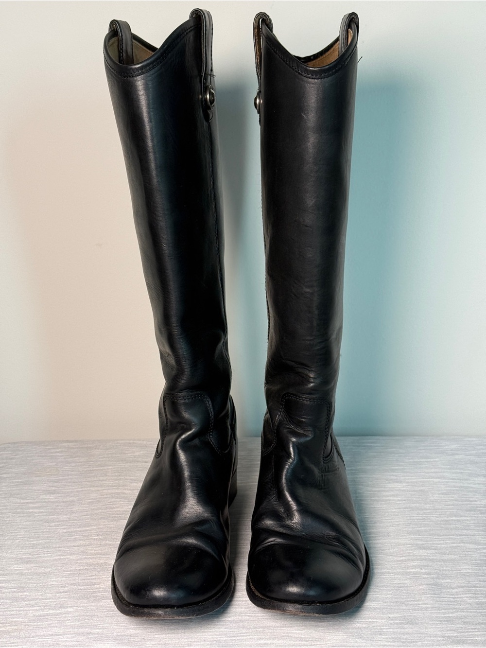 Frye Melissa Button Tall Black Leather Riding Boots Sz 7 - Picture 6 of 11